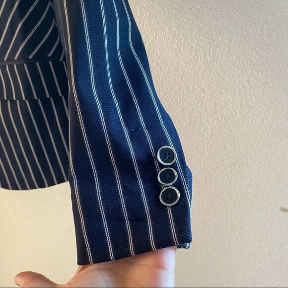 New York & Company | Navy Striped Blazer Jacket, Size 0P - Picture 8 of 9